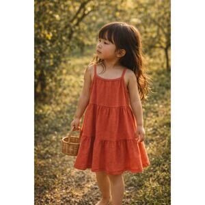 Pumpkin Spiced Kisses Tiered Twirl Minimalist Maxi Dress 2-4yr